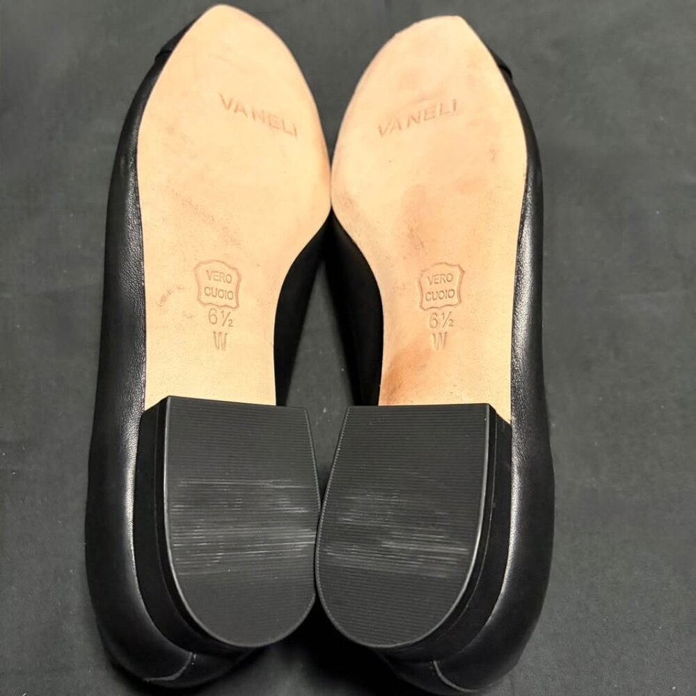 Vaneli Womens Black Italian Leather Ballet Flats Fc313 Sz 6.5 Narrow Lightweight - Picture 4 of 7